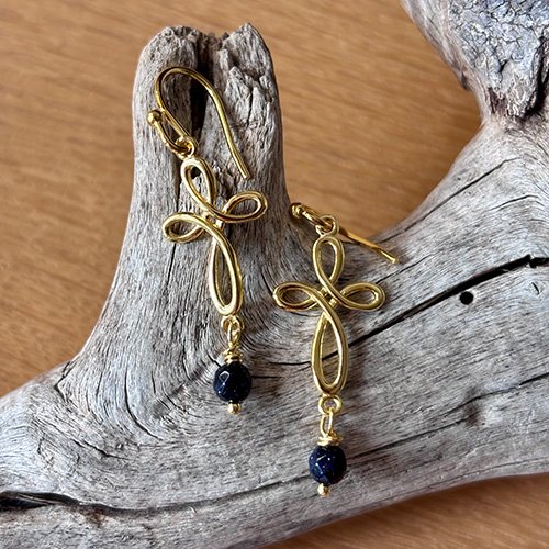 Edelstein-Ohrringe Goldfluss Kreuz Gold